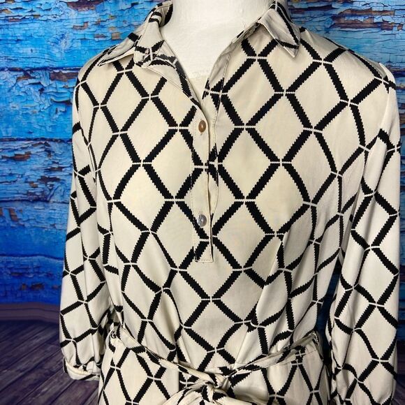 JustFab dress large wheat and black geometric dres - Picture 9 of 11